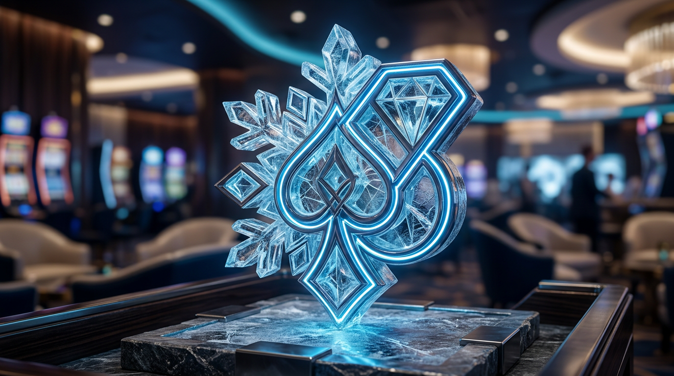 Eleganckie logo Ice Casino w lodowej stylistyce