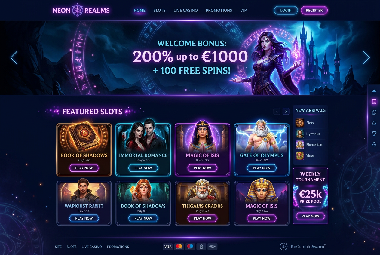 Nowoczesny interfejs kasyna Spinight z motywem dark fantasy