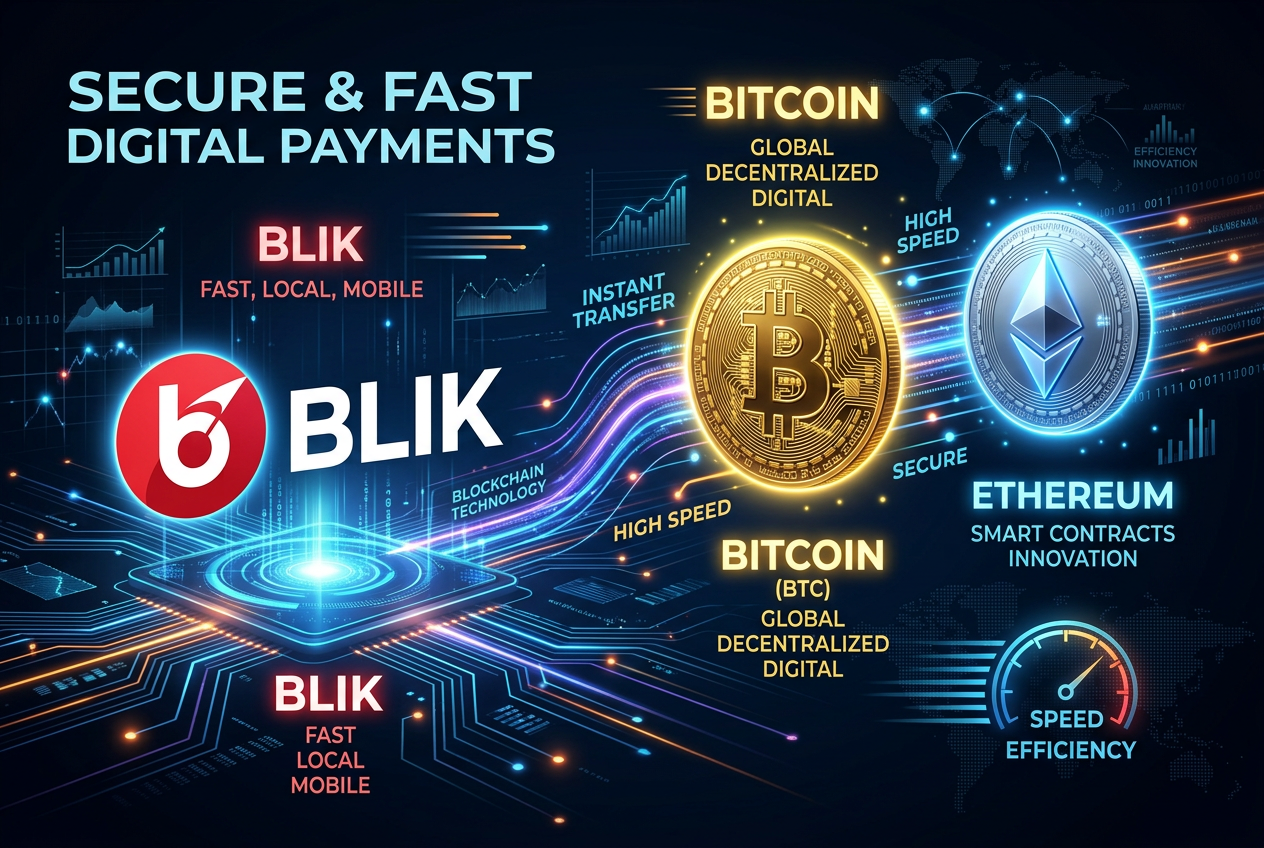 Infografika metod płatności w Yep Kasyno: BLIK, Bitcoin i karty płatnicze